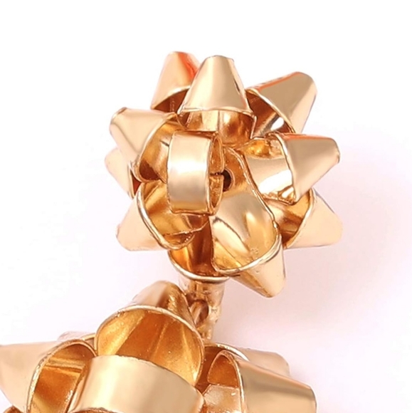 Gold Bow Earrings Christmas Accessories Bow Studs Drop Dangle Earrings - Picture 7 of 11